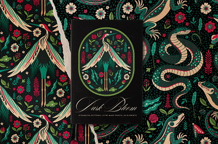 Mystic Forest Dark Floral Bundle, an Animal Illustration by Red Ink