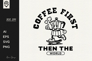 Fun Moka Pot Character Skateboarder, an Illustration by shaondesigns