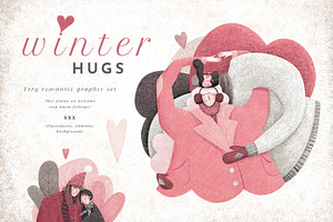 Winter Hugs Illustrations Set