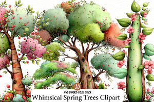 Whimsical Spring Trees Clipart, an Illustration by Designworld