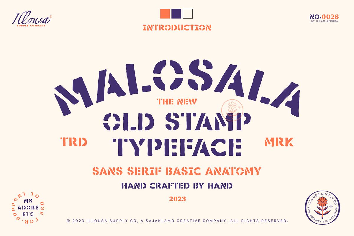 Malosala | Vintage Stamp Font, a Sans Serif Font by Illousa (Photo 1 of 5)