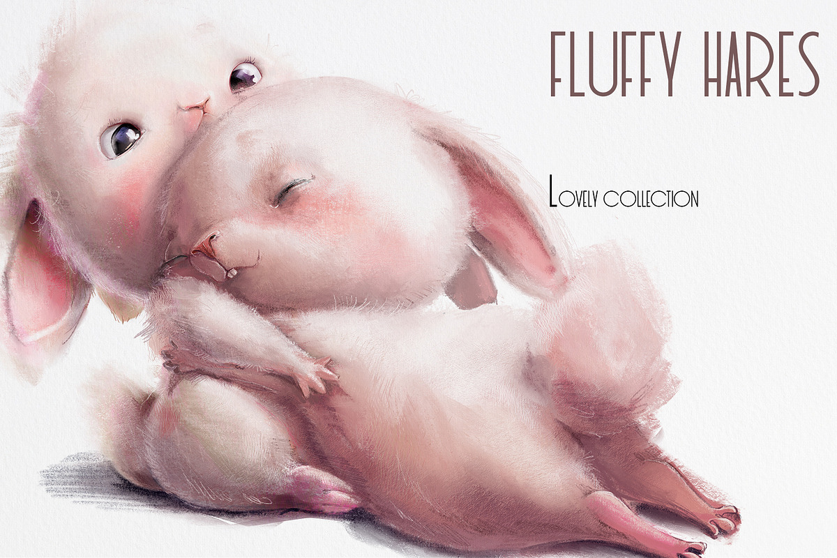 Fluffy Hares, an Animal Illustration by Eve Farb (Photo 1 of 4)