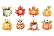 Cute Fall Clipart - Watercolor, a Seasonal Illustration by CitraGraphics (Thumbnail 4 of 4)