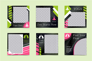 Yoga Social Media Branding Templates, a Social Media Template by Lettering_Logo