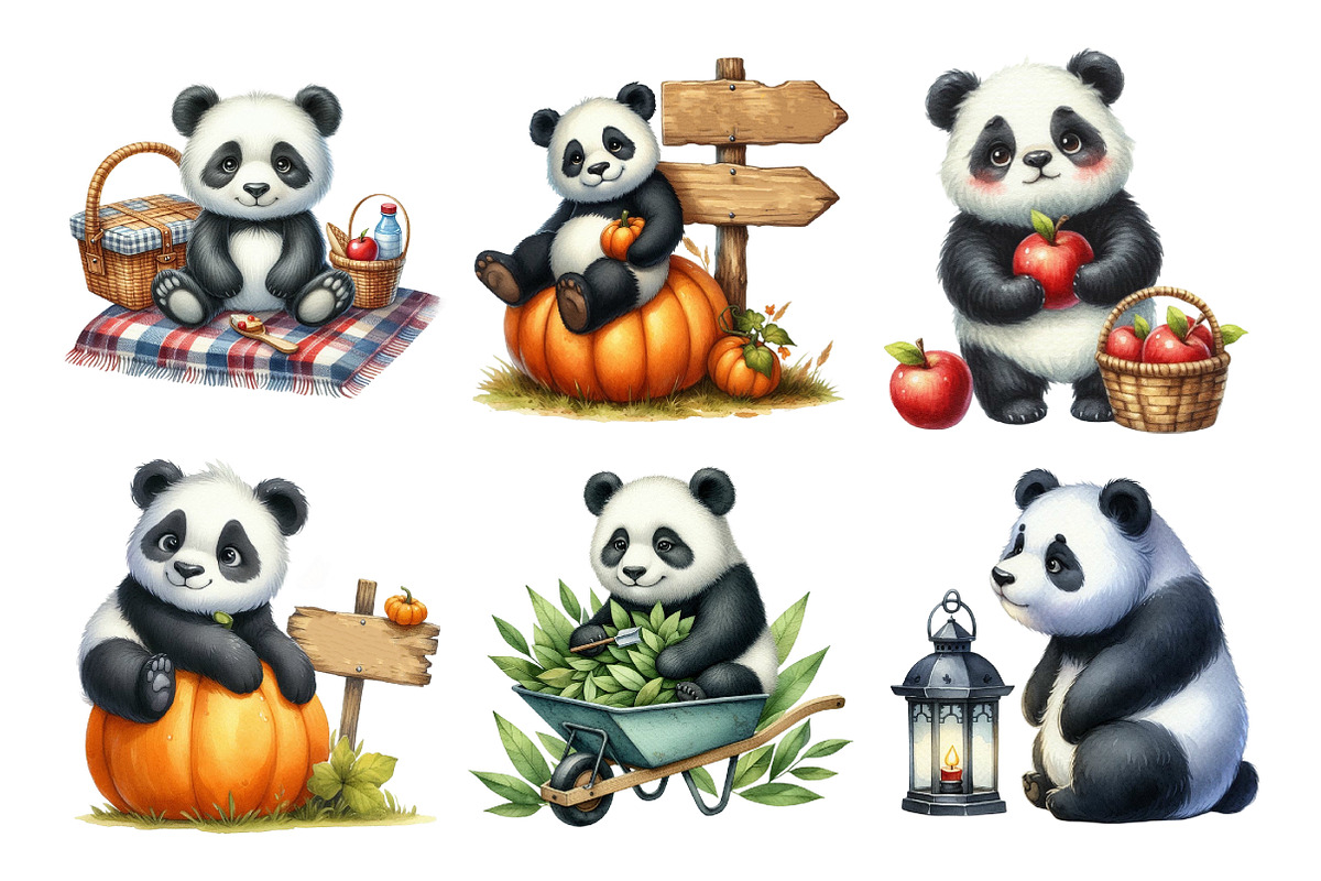 Autumn Panda Clipart Bundle, an Illustration by Daily.Designs (Photo 2 of 5)