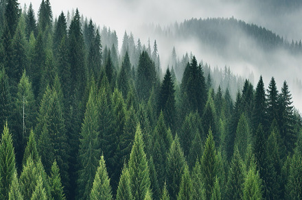 Misty mountain landscape stock photo, a Nature Photo by Virgo Studio