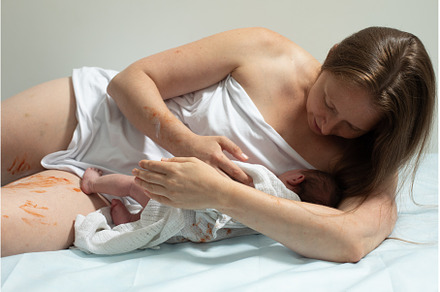 Woman with new born baby have a rest, a Person Photo by oksix
