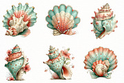 Whimsical summer seashell clipart, an Illustration by Designworld (Thumbnail 4 of 5)