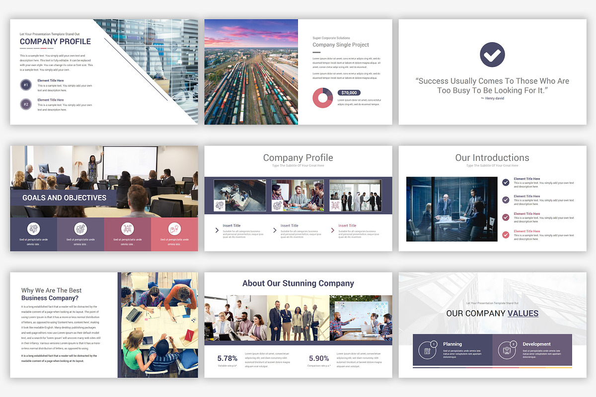 Company Profile PowerPoint Template, a Presentation Template by SlideOne (Photo 5 of 26)