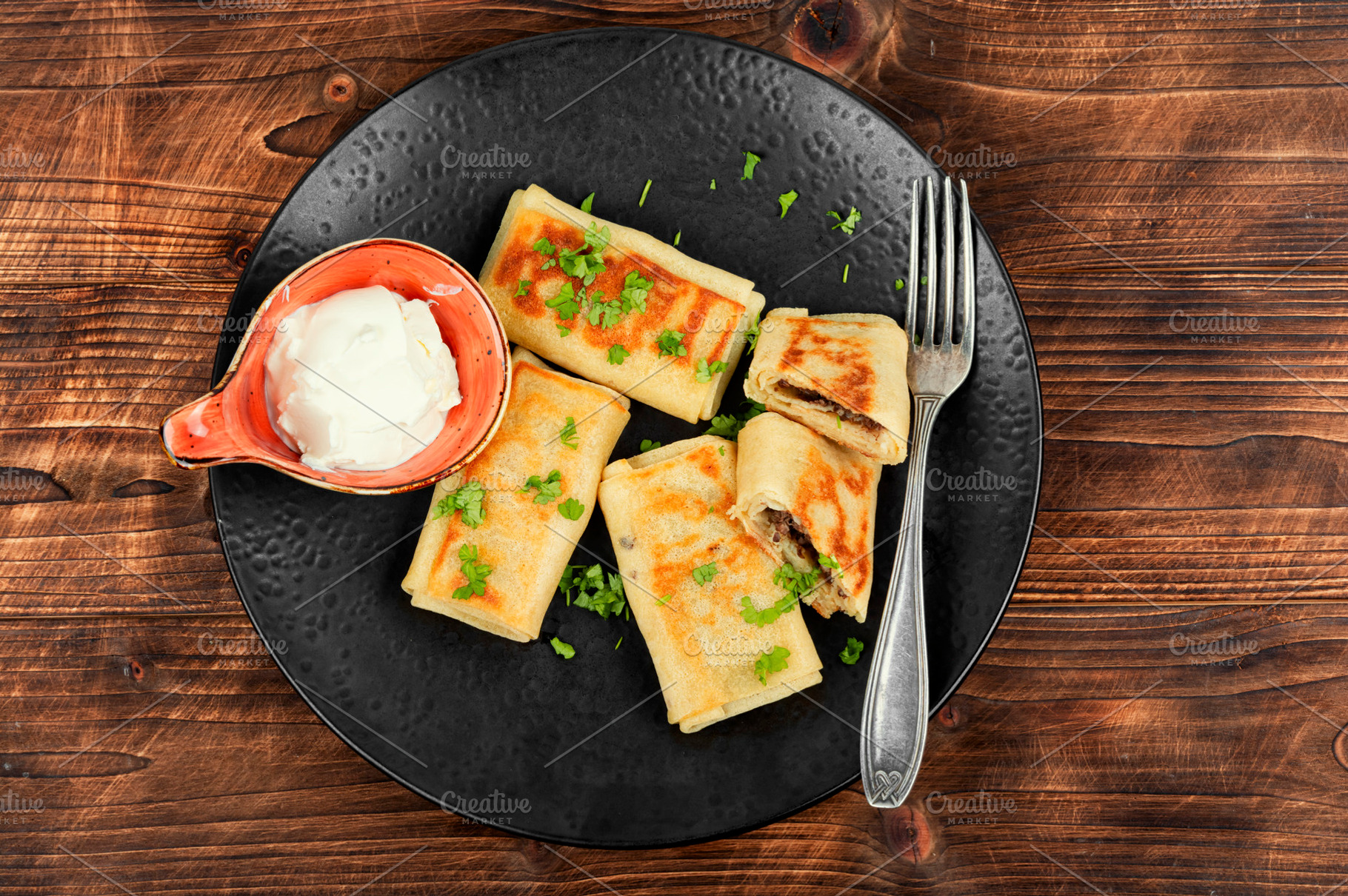 Homemade pancakes with liver., a Food & Drink Photo by MLunov MLunov