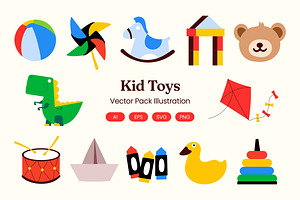 Kid Toys Illustration Collection, an Object Graphic by Rahardi Creative