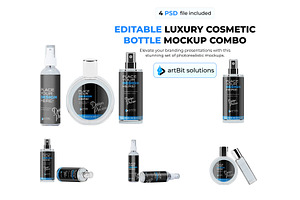Luxury Cosmetic Bottle Mockup Combo, a Packaging Mockup by artBit Design Studio