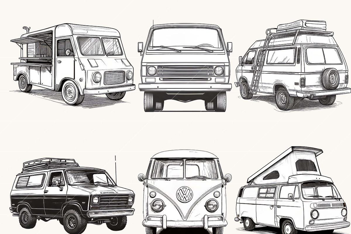 Van Line Art Clipart  Bundle, a Transportation Illustration by BusyDaydesign (Photo 3 of 8)