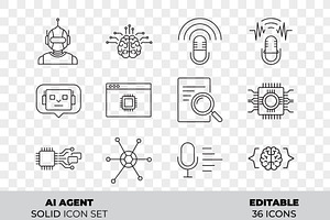 AI Agent Outline Icon Set, an Outline Icon by Unique Design Team