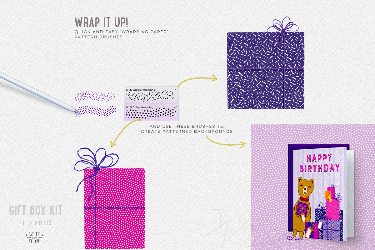 Gift Box Builder Kit for Procreate, a Brush Add-On by White Lane Studio (Photo 6 of 8)