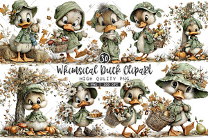 Whimsical Duck Clipart Bundle, a Seasonal Illustration by OK Design
