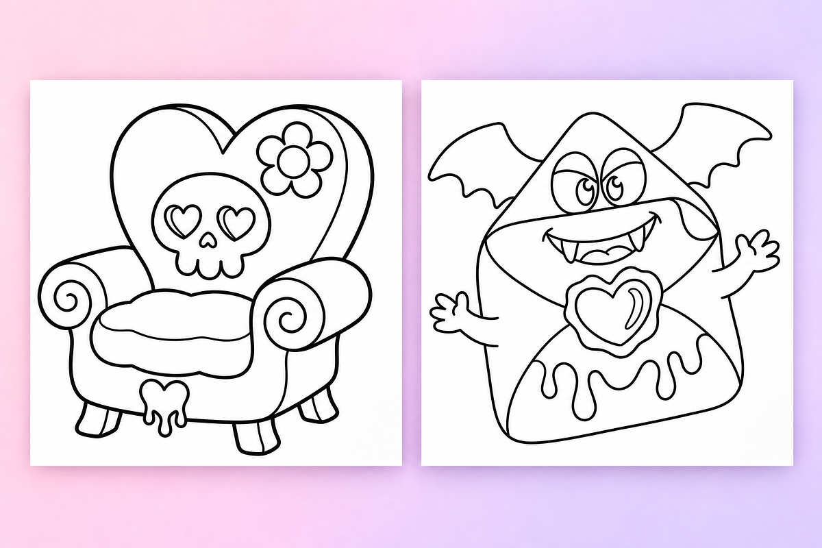 Spooky Love Coloring Pages Volume 1, a Seasonal Illustration by Inkivelle Studio (Photo 2 of 3)
