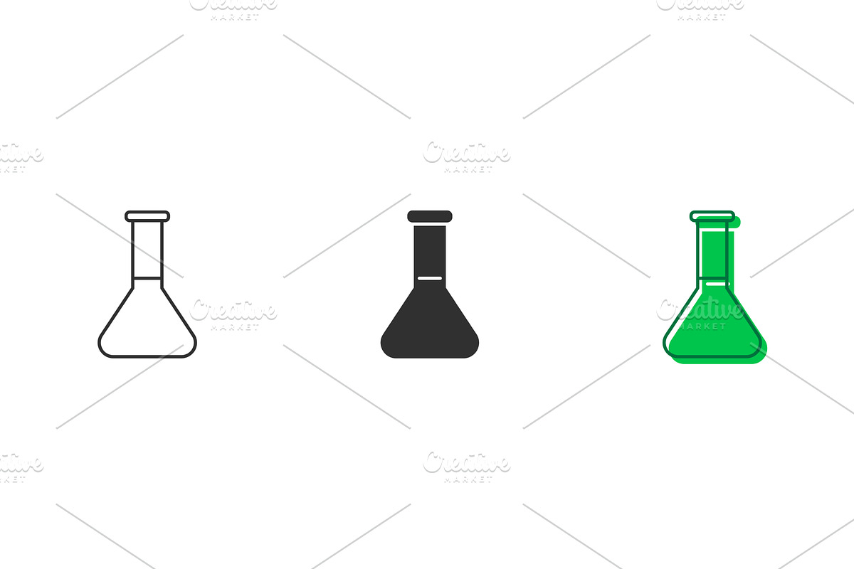Eco Lab Flask Icons, an Illustration by Gentle Studio