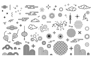 Chinese Happy New Year outline icons, a Pattern Graphic by kotoffei