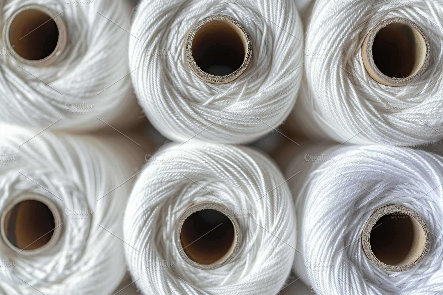 Big white threads in modern factory, a Photo by AlyaAnd