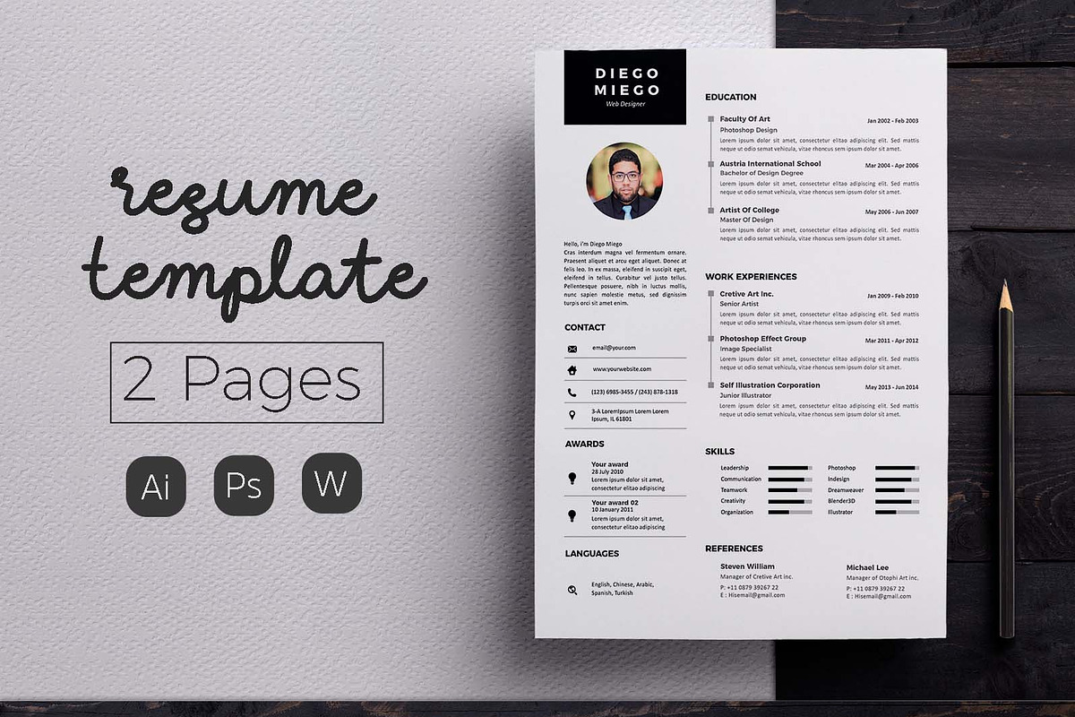 Vol.46 Resume & CV Template, a Resume Template by Hito Graphic (Photo 1 of 8)