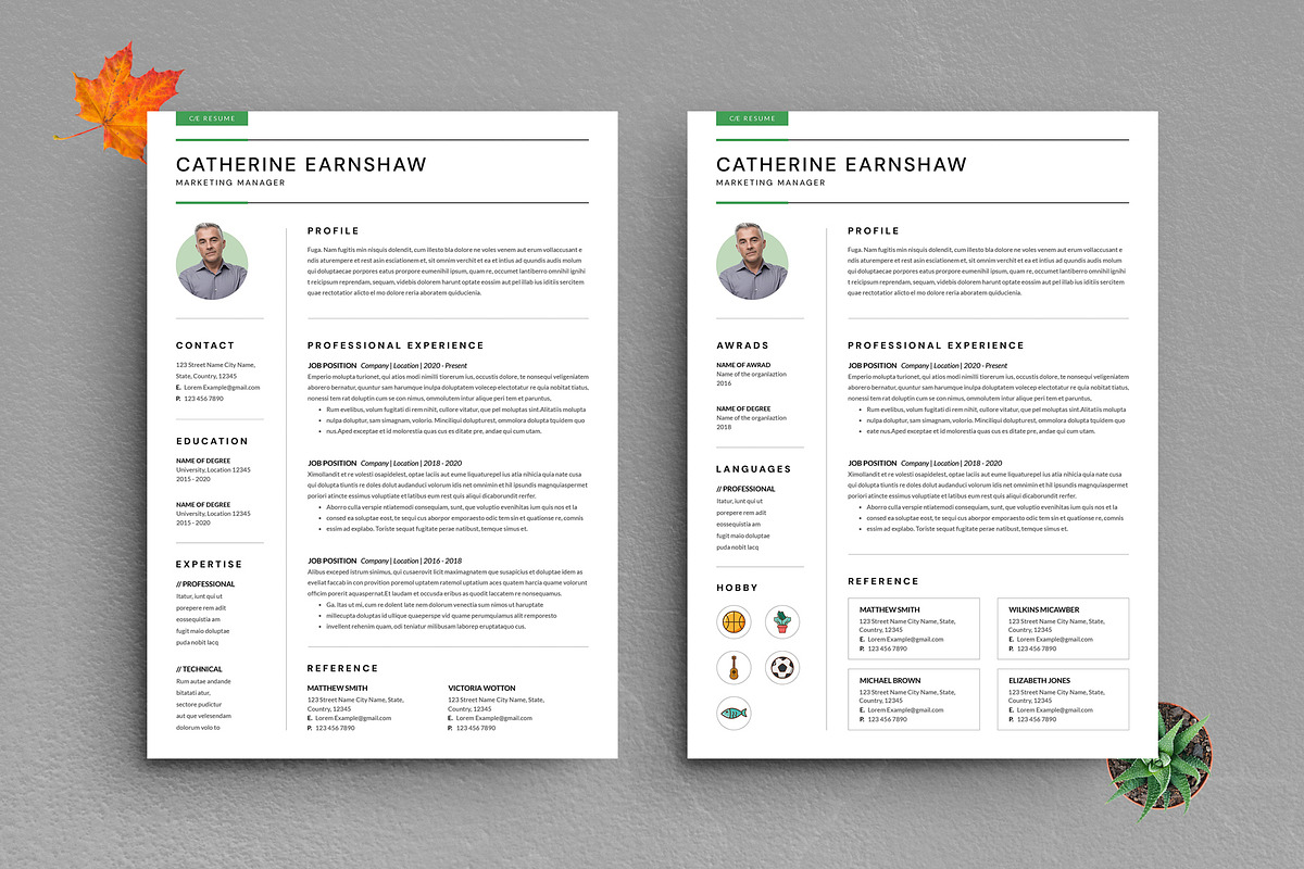 3 Page Resume Template / CV Template, a Resume Template by PixelStudio (Photo 2 of 8)