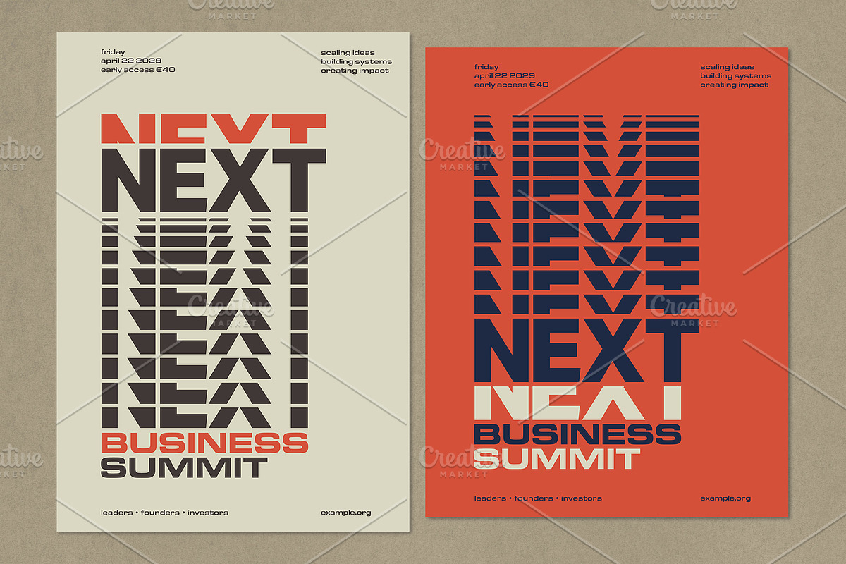 Stacked Typography Poster Set, a Poster Template by Black Cat Studio (Photo 2 of 4)