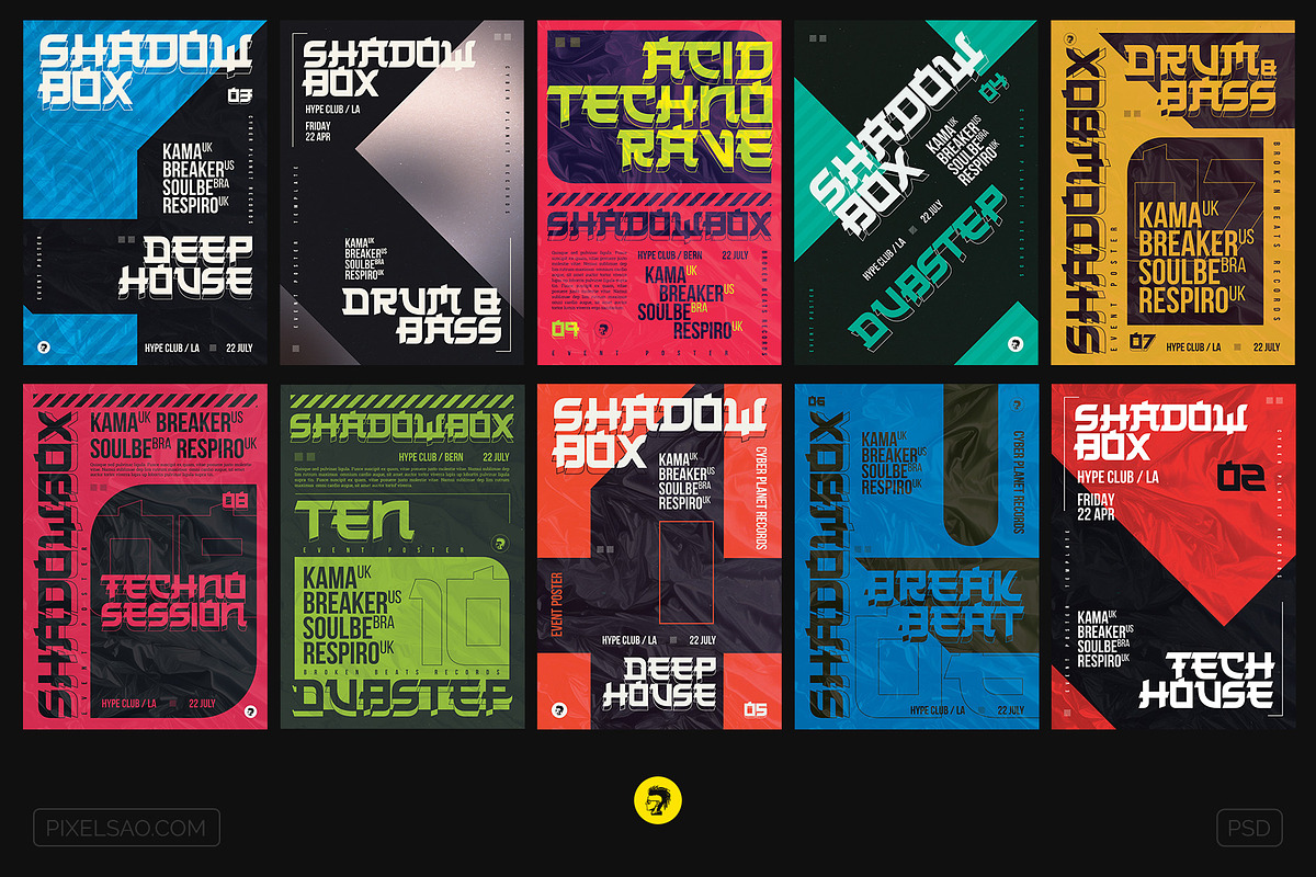 Shadowbox – Posters / Flyers Bundle, a Flyer Template by pixelsao (Photo 2 of 3)