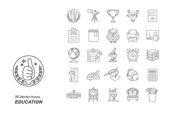 Education Outlines Vector Icons
