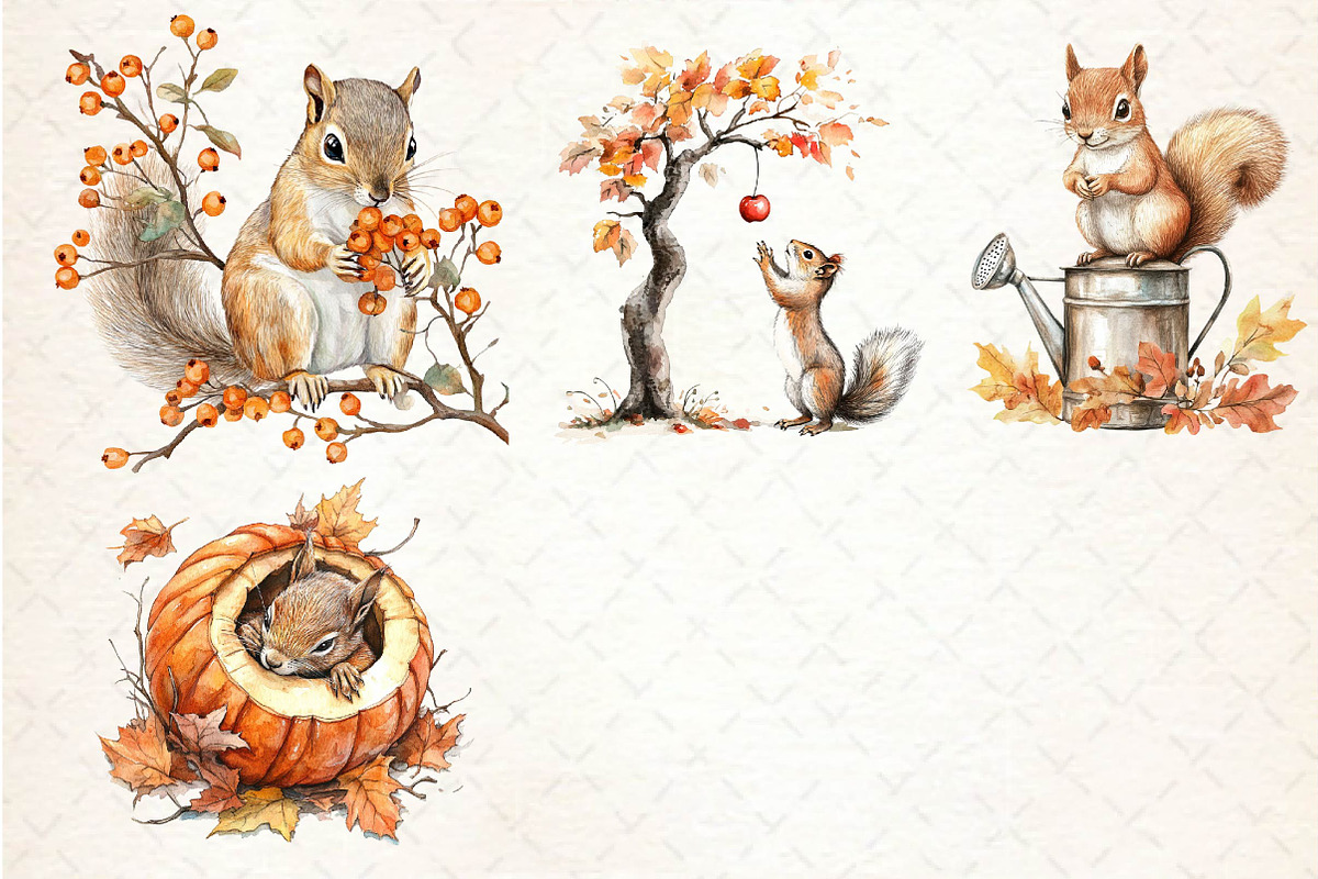 Fall Squirrels Garden Clipart, an Illustration by Dream Creation (Photo 6 of 6)