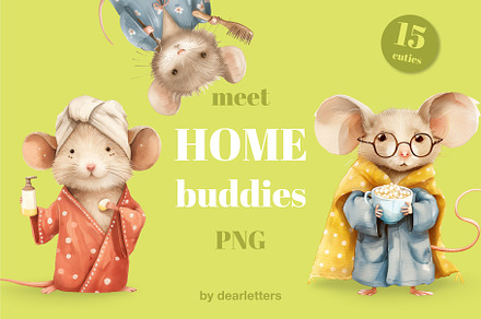 Home Buddies. Cute clipart. PNG