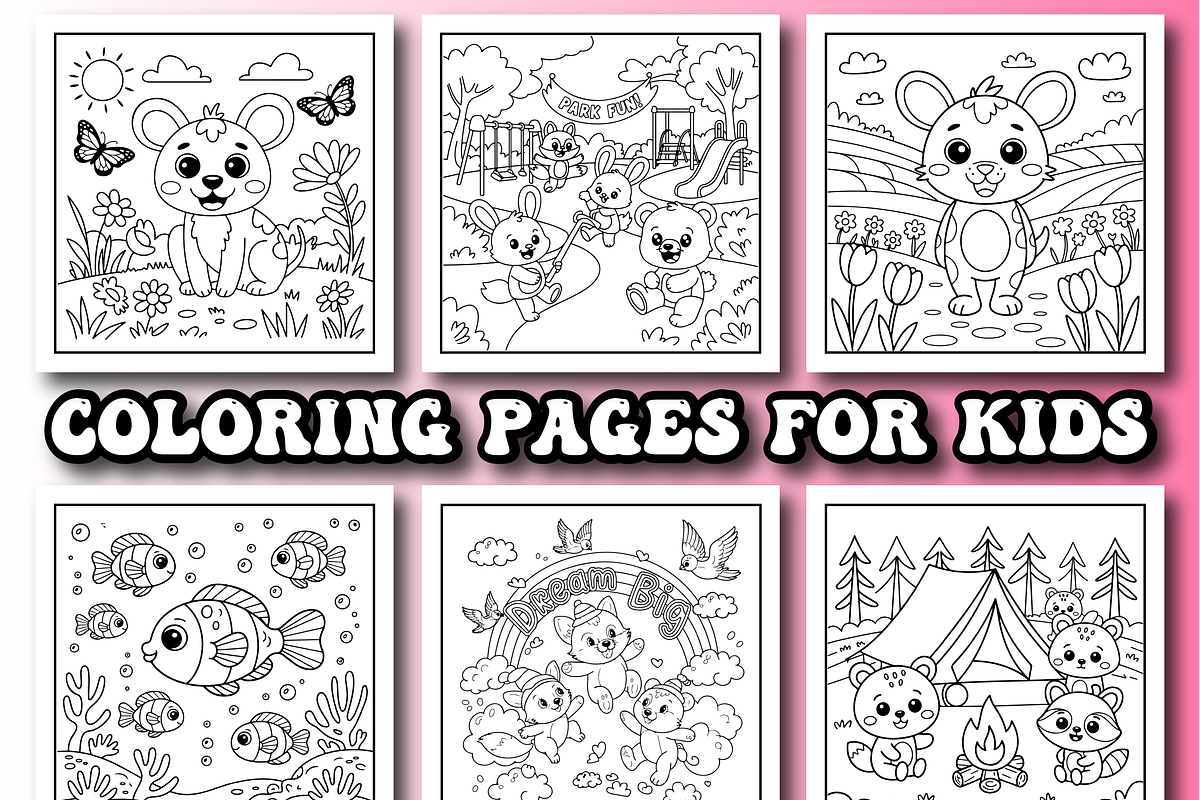 Cute Animal Coloring Pages For Kids, an Animal Illustration by Printable Design Store (Photo 3 of 4)