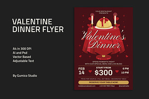 Valentine Dinner Flyer, a Flyer Template by Gumico Studio.