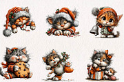Funny Cartoon Cat Christmas Clipart, a Seasonal Illustration by CreationArt (Thumbnail 2 of 7)