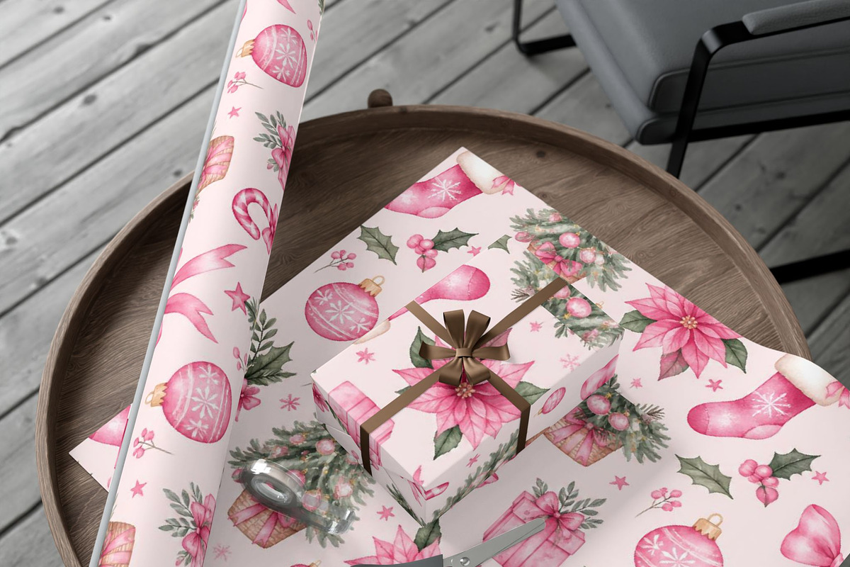 Pink Christmas Tree Seamless Pattern, a Pattern Graphic by elfy creative (Photo 3 of 4)