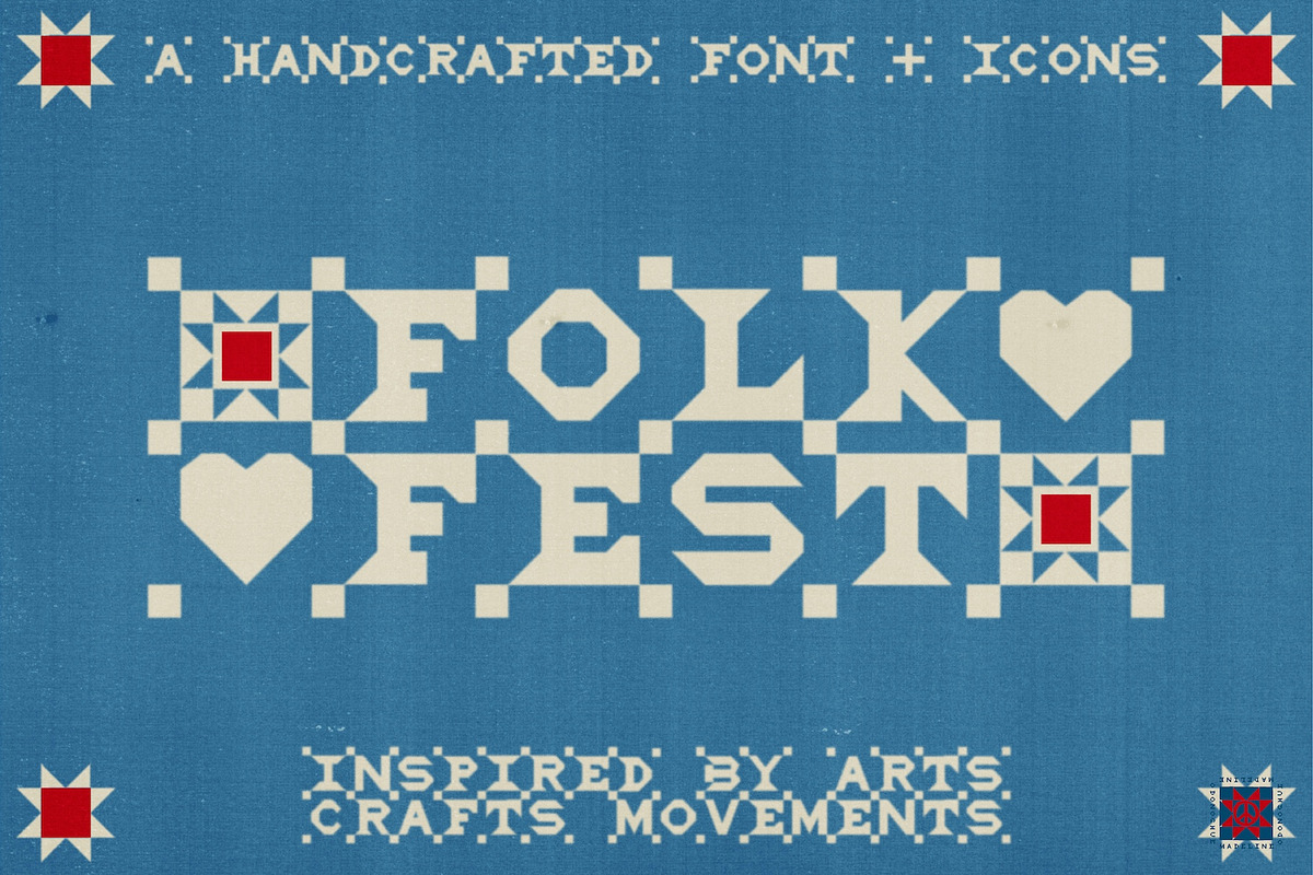 Folk Fest - Hand Crafted Font, a Sans Serif Font by Madeline ODonoghue Design (Photo 1 of 8)