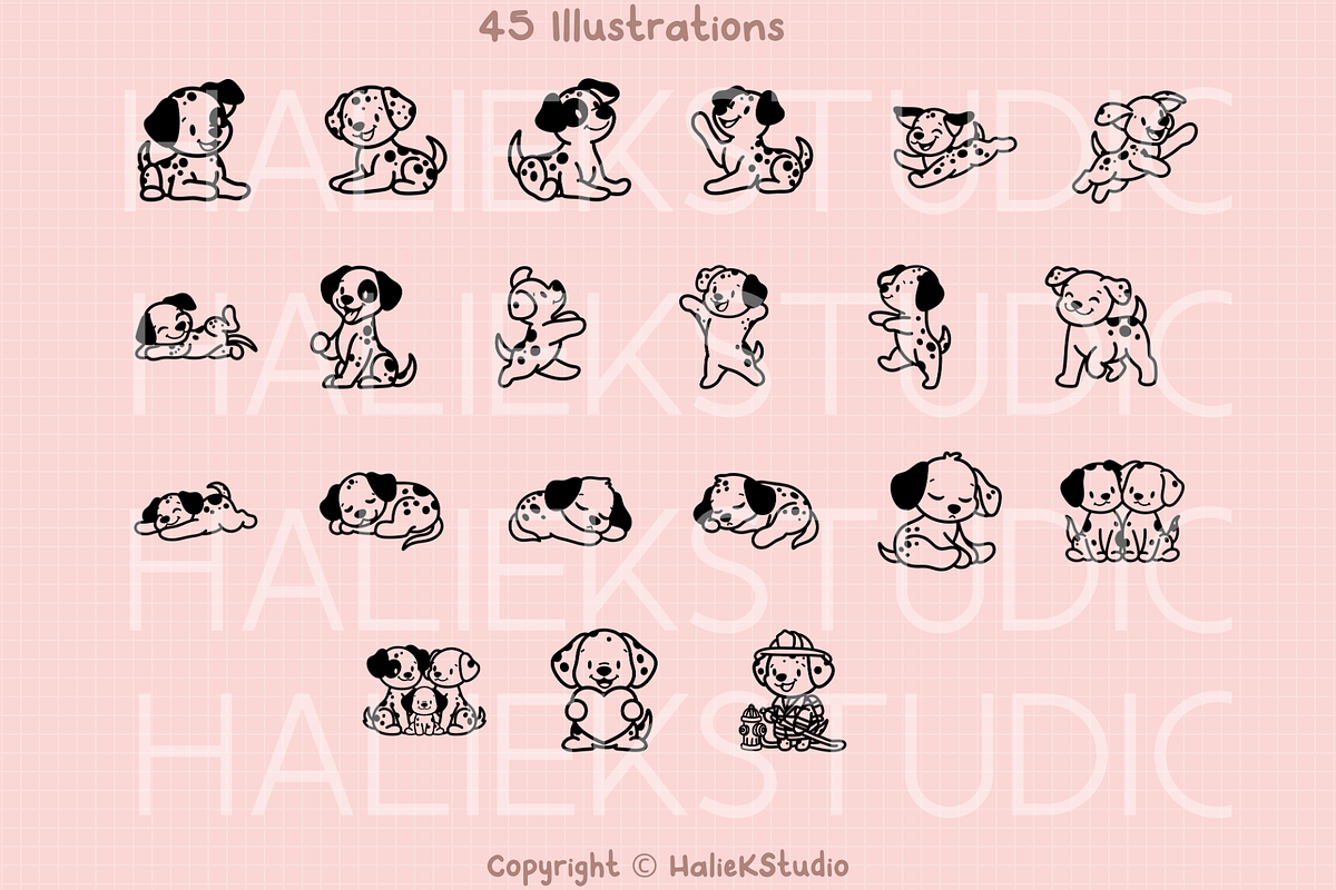 Dalmatian Procreate Stamp Brush Set, a Brush Add-On by HalieKStudio (Photo 3 of 9)