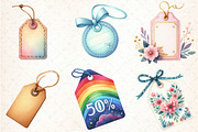 Watercolor Price Tag Clipart, an Illustration by DreamCafeArt (Thumbnail 3 of 7)