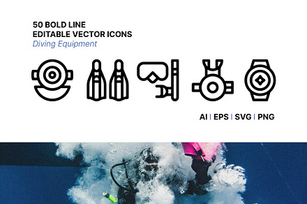 50 Diving Equipment Icons