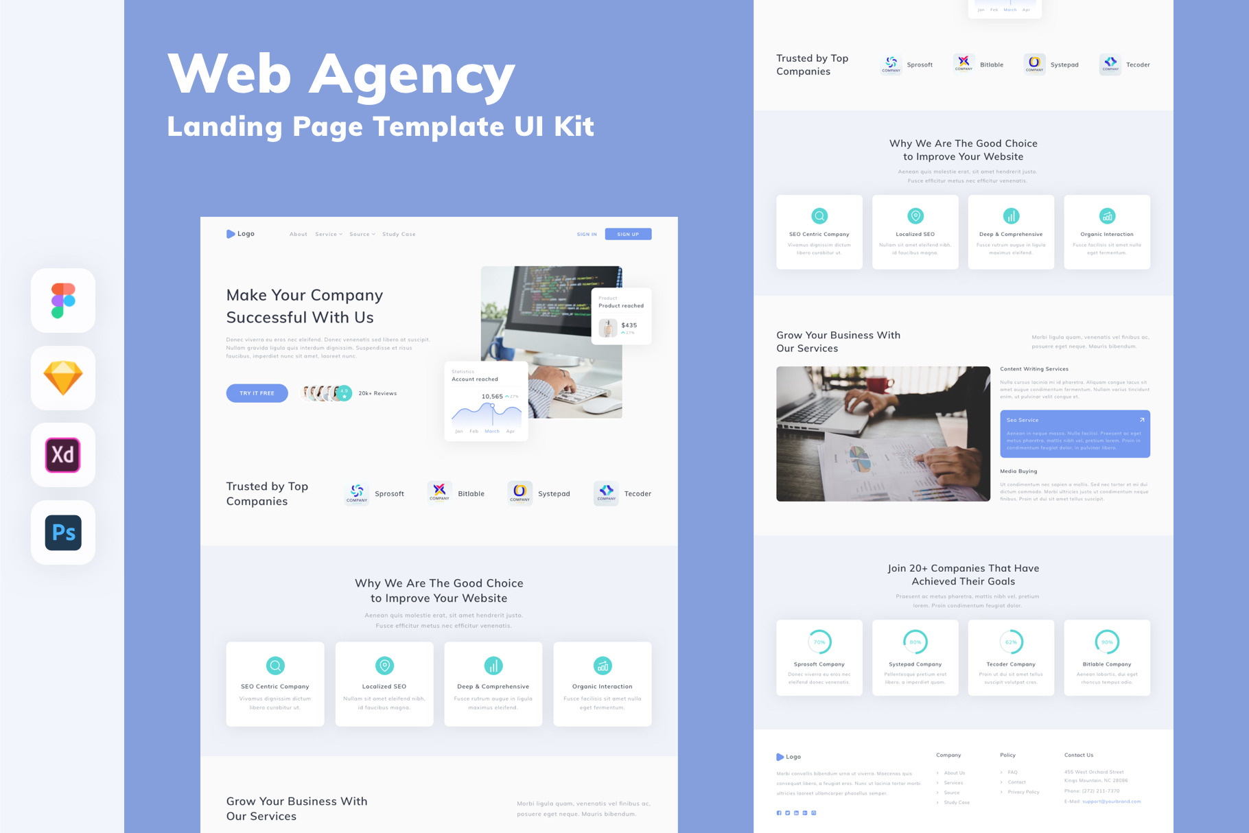 Web Agency Landing Page UI Kit, an UI Kit Template by uicube | Creative ...