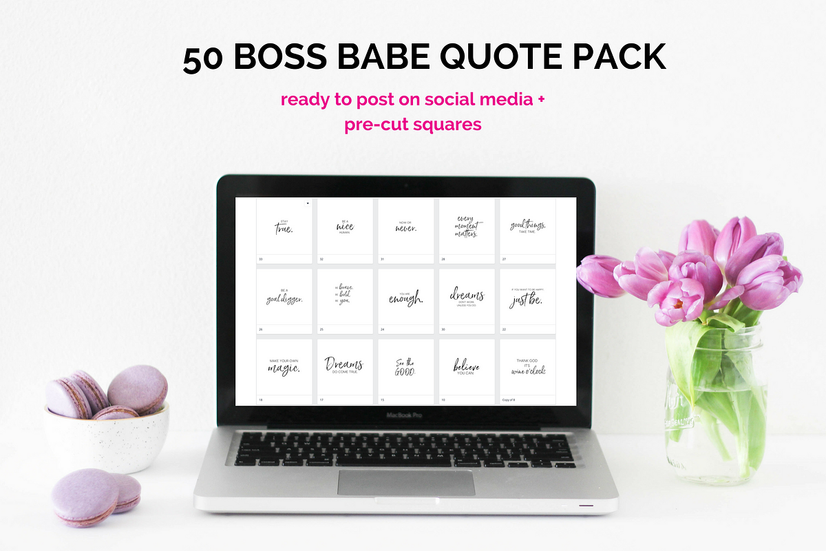 50 Image Boss Babe Quotes Pack, a Social Media Template by blackdahliapress (Photo 1 of 5)
