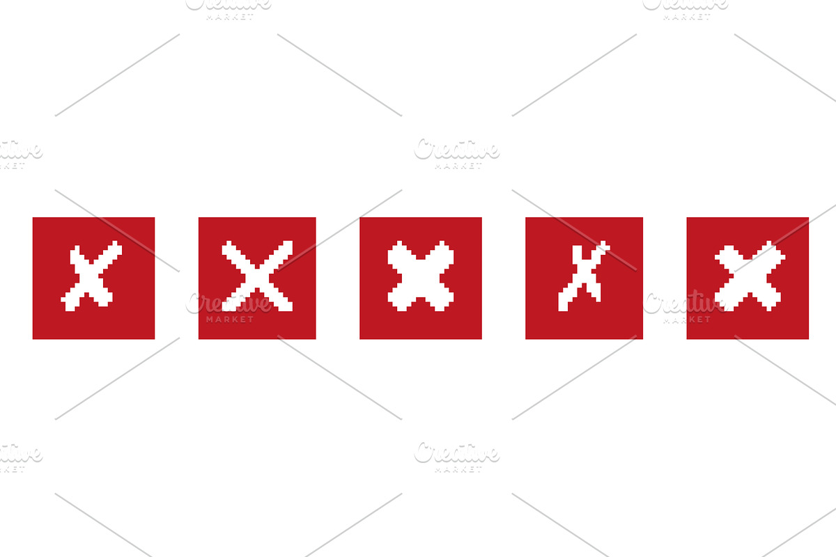 Pixel Art Red Cross Icons in Boxes, an Object Illustration by Vector Creator