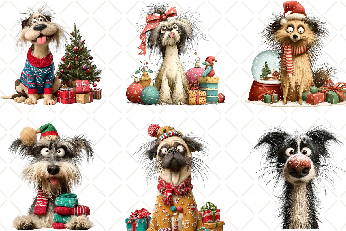 Quirky Christmas Dog Clipart, an Illustration by Black Bird Studio (Photo 6 of 6)