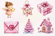 Pink Happy Christmas Clipart, an Illustration by Dream Creation (Thumbnail 2 of 7)