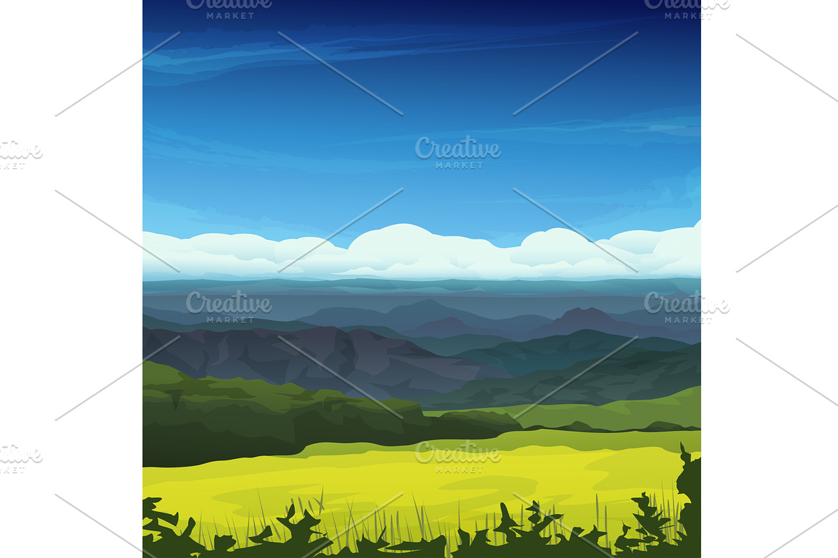 a beautiful nature landscape at, an Illustration by IfH