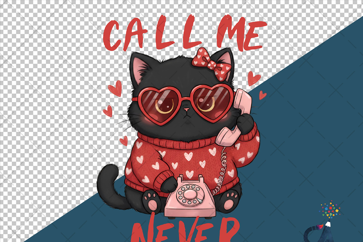 Funny Sarcastic Valentine Black Cat, an Illustration by Creative Art (Photo 3 of 6)