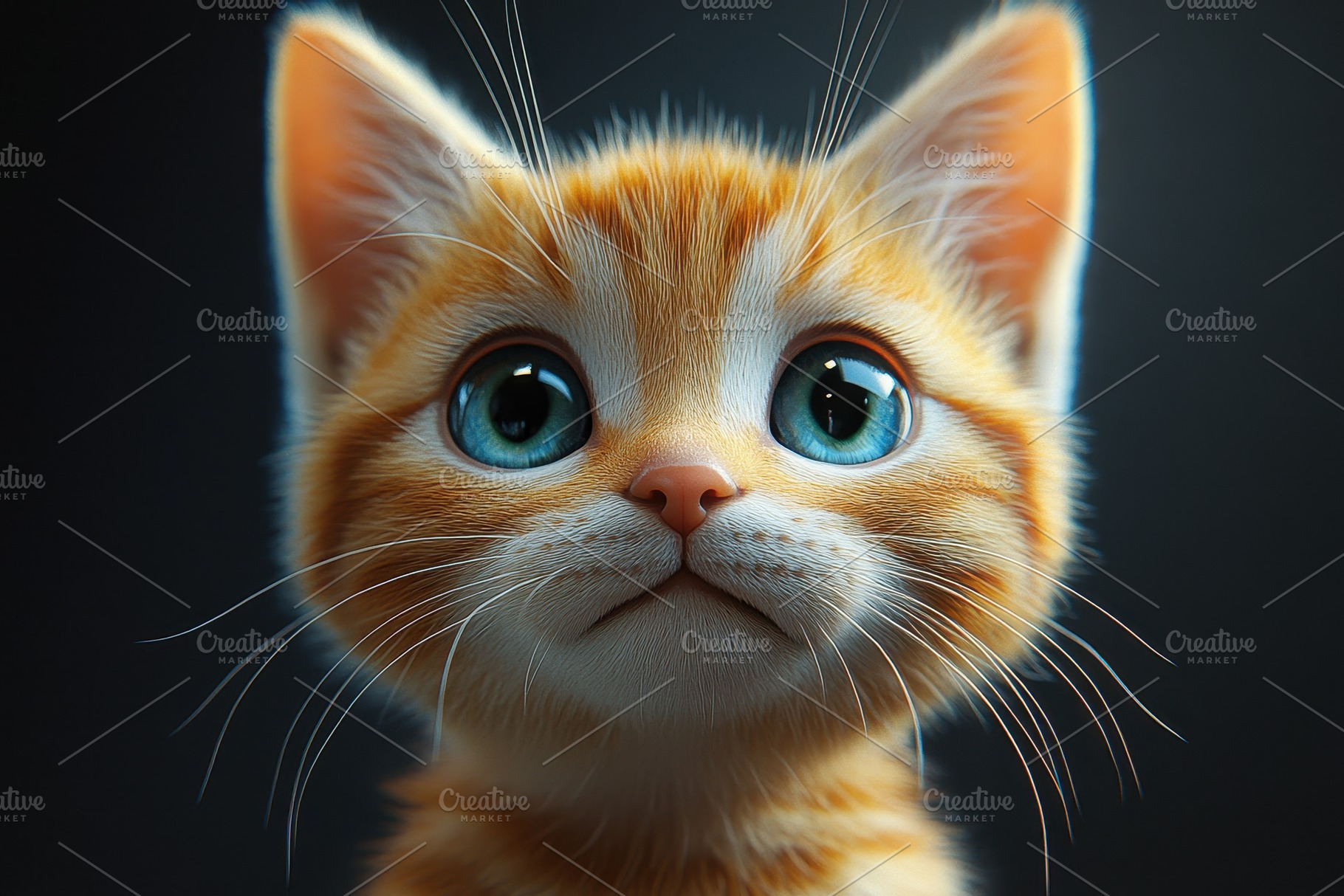 Charming orange kitten with bright b, a Photo by Tanuart