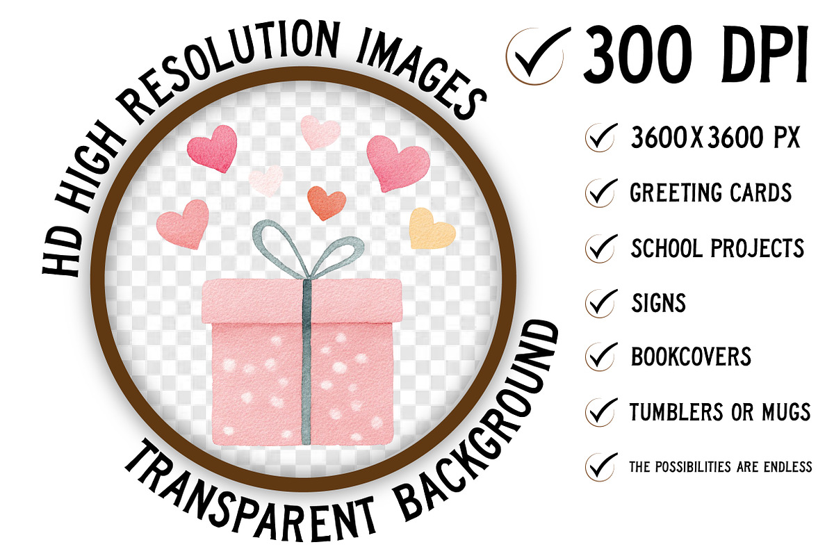 Watercolor Valentine Gift Clipart, an Illustration by Craft Nest (Photo 2 of 10)