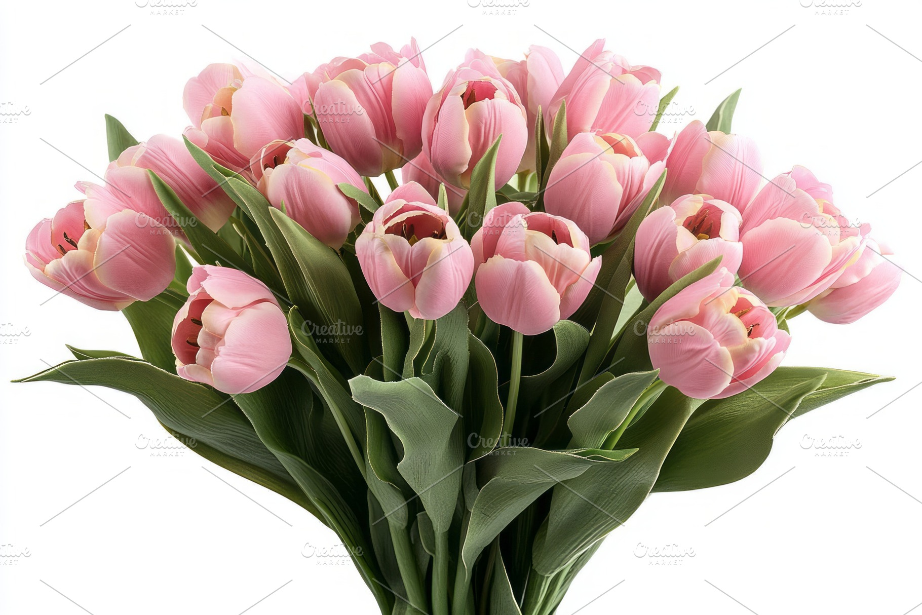 A vibrant bouquet of soft pink tulips showcasing their delicate petals and lush, a Background Photo by ImageMir