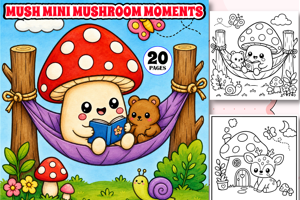 Mush Mini Mushroom Moments Coloring, an Education Illustration by Design Zone (Photo 1 of 7)